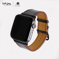 Dây da Charles Nappa Đen cho Apple Watch size nam (42/44/45mm) - Adapter màu đen