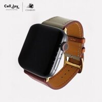 Dây da Charles Swift Đỏ Kem cho Apple Watch size nam (42/44/45mm) - Adapter màu đen