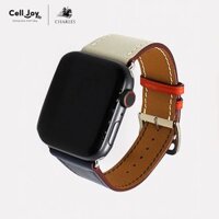 Dây da Charles Swift Xanh Kem cho Apple Watch size nam (42/44/45mm) - Adapter màu đen