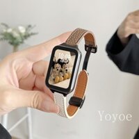 Dây Da Cho Xiaomi Mi Band 9 8 7 Pro Nam Nữ Thể Thao Đồng Hồ Vòng Cho Redmi Watch 4 5 Vòng Tay Thay Thế