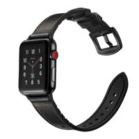 Dây Da dành cho Apple Watch Hybrid Chống Nước Size 4244mm - Đen