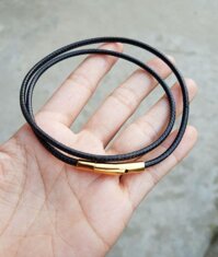 Dây da đeo cổ khóa vàng. -  2 li