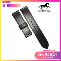 Dây da đồng hồ cao cấp HANDMADE 021 - Dây da Bò thật 100%, dây không độn, Bắt chỉ, Khâu tay thủ công - Màu Nâu Chocolate