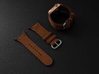 Dây da đồng hồ dành cho Apple Watch size 4244 - CHÍNH HÃNG KHACTEN.COM - NÂU SÁP - 175 - ADAPTER ĐEN