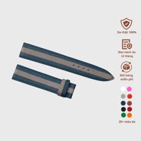 Dây Da Đồng Hồ Epsom Xanh Dương Mix Xám LUX Leather – Handmade – DDTC-E-026