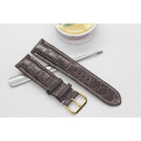 Dây da đồng hồ Handmade da cá sấu Song Hân - Nâu,24-22