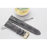 Dây da đồng hồ Handmade da cá sấu Song Hân - Xám,18-16