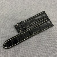 Dây da đồng hồ Handmade da cá sấu Song Hân - Đen,18-16