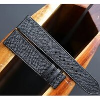 Dây da đồng hồ handmade Da epsom đen