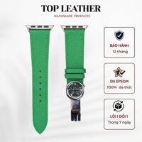 Dây da đồng hồ khâu tay bằng da Epsom Hermes khoá Patek Top Leather cho Apple watch, đồng hồ cơ, smartwatch EP2225