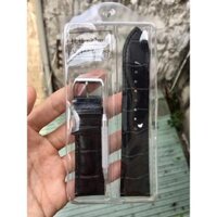 Dây da đồng hồ nam nữ 141618202224mm tặng kèm chốt và dụng cụ tháo lắp giá rẻ - Đen - 24mm