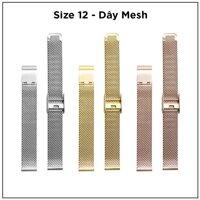 Dây da đồng hồ Size 12 Nhiều màu - Dây mesh JA-732C Vàng Hồng - 12mm