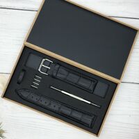 Dây Da Đồng hồ Size Nam Da Bò thật Tặng Hộp Gỗ - Hàng Việt Nam Xuất Khẩu - Đen - 18mm