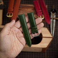 Dây da đồng hồ thủ công mầu xanh lá - Dây da đồng hồ handmade - Da bò nguyên tấm khâu tay