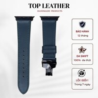 Dây da đồng hồ Top Leather khâu tay bằng da swift Hermes khoá bướm cho Apple watch, đồng hồ cơ, mọi smartwatch SW2212