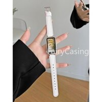 Dây da họa tiết vải thiều cho Huawei Band 9 8 7 6 Vòng đeo tay thay thế cho honor Band 9 7 6 Phụ kiện dây đeo cổ tay