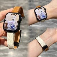 Dây Da Mỏng Cho Apple watch band Ultra 42mm 44mm 41 40 mm 7 6 3 2 Vòng Tay Thu Hút Từ Tính Cho iWatch series 9 8 se 4 5 38mm 45mm 49mm