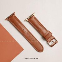 Dây da thủ công bò trơn nâu bò dành cho Apple Watch đồng hồ thông minh Series 1/2/3/4/5/6/7/SE