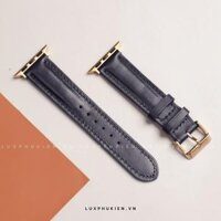 Dây da thủ công bò trơn xanh navy dành cho Apple Watch đồng hồ thông minh Series 1/2/3/4/5/6/7/SE
