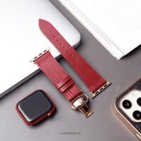 Dây da thủ công Epi Đỏ dành cho Apple Watch đồng hồ thông minh Series 1/2/3/4/5/6/7/SE