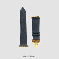 Dây da thủ công Epsom Đen dành cho Apple Watch đồng hồ thông minh Series 1/2/3/4/5/6/7/SE