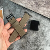 Dây Da Togo Bạc Xỉu Làm Thủ Công Phù Hợp Cho Apple Watch AW series 3,4,5,6,7,8 ultra size 38,40,41,42,44,45,49