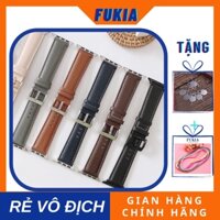 Dây da trơn cao cấp khoá vuông cho Apple Watch đồng hồ thông minh Series 1/2/3/4/5/6/7/SE size 38/40/41/42/44/45mm AW150