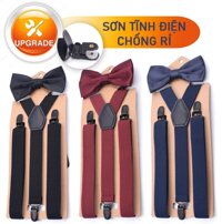 Dây Đai Nịt Quần Đeo Vai Chữ Y Kèm Nơ Sơn Tính Điện Cho Nam Và Nữ