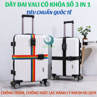Dây đai vali có khóa số 3 trong 1 cao cấp chống trộm, chống thất lạc hành lý khi đi du lịch tiêu chuẩn quốc tế
