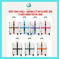 Dây đai vali đôi 2m, có khóa dùng cho vali từ 20-32inch TẶNG TÚI ĐỰNG- CHỌN MÀU- Dây buộc dây ràng vali 2 chiều, bảo vệ hành lý an toàn - Xanh Dương