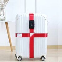 Dây đai vali loại chữ thập khóa số TSA cao cấp - Đỏ