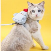 Dây dắt cho chó mèo kèm balo GFOPS mẫu gà con,dây dắt yếm điều chỉnh được kích thước- 4pets official