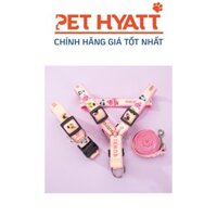 Dây Dắt Hồng Kèm Yếm Hoạ Tiết Nhiều Hình Cho Thú Cưng