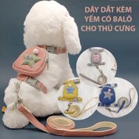 Dây Dắt Thú Cưng Kèm Yếm Có Ba Lô Họa Tiết Ngôi Sao May Mắn Cho Chó Mèo