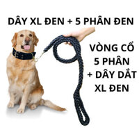 Dây dắt XL kèm Vòng cổ 5 phân (Combo)  to cho Chó 35kg đến 55kg có chuông
