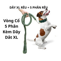 Dây dắt XL kèm Vòng cổ 5 phân to cho Chó 35kg đến 55kg có chuông (Combo)