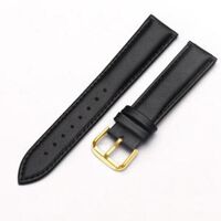 Dây đen Dây da đồng hồ nam nữ DA BÒ THẬT MỊN 4 lớp, siêu mềm KHÓA CÀI thép không gỉ 316L - Đen - Vàng,21mm