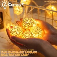 Dây Đèn LED 20 Bóng Hình Quả Cầu Mây AC220V 5M Trang Trí Nhà Cửa