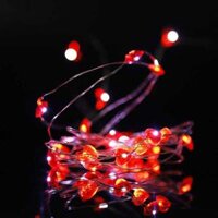 Dây đèn led 3m hình trái tim đỏ Red light heart shape Battery Operated LED Micro String Lights