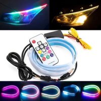Dây đèn led dẻo đèn mí 7 MÀU CÓ ĐIỀU KHIỂN 4 CHẾ ĐỘ lắp xi nhan demi nháy đuổi cho xe máy, ô tô 12V DC siêu sáng cao cấp