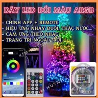 Dây đèn Led đổi màu ARGB 10m chỉnh APP hiệu ứng chạy đuổi, cảm nhạc trang trí Giáng Sinh Noen ngoài trời MIA STORE