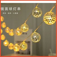 Dây Đèn led Hình Quả Bóng Gương Trang Trí Giáng Sinh