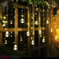 Dây đèn LED Noel thả rèm hình cầu chớp tắt màu vàng, đủ màu