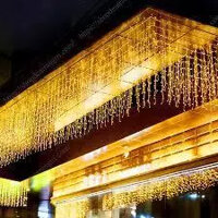 Dây đèn LED rèm 6M/12M 50 sợi thả mành sử dụng trang trí ngoài trời, trang trí noel, lễ tết