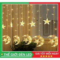 Dây đèn led rèm trăng sao dài gần 3M màu vàng và đủ màu trang trí nhà cửa lung linh