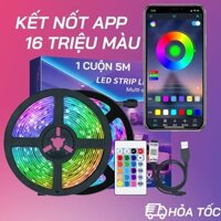 Dây đèn LED RGB 5050 5m nháy theo nhạc đổi màu trang trí quay (kèm điều khiển + APP), phủ silicon chống nước IP65