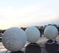 Dây Đèn LED Trái Châu Cotton Trắng