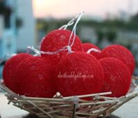 Dây Đèn LED Trái Châu Cotton đỏ