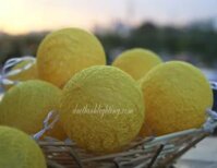 Dây Đèn LED Trái Châu Cotton Vàng