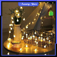 Dây Đèn Led Trang Trí Dùng Pin - Bóng Tròn Chớp Trang Trí Noel, Lễ, Tết - VÀNG - 3m - 20 bóng